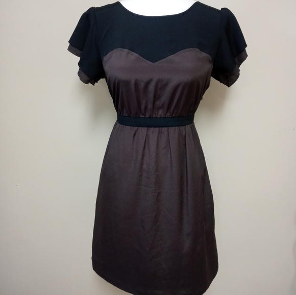 Mossimo Brown Black Tie Back Fit & Flare Dress - Picture 1 of 11
